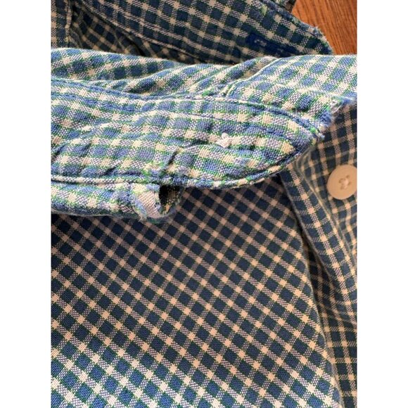 Abercrombie & Fitch Mens Shirt M Green Blue Gingham Button-Down Flaws - Picture 6 of 9